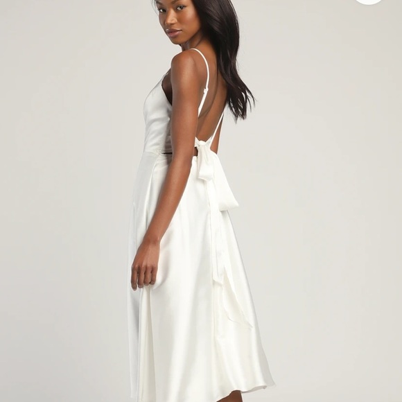 Lulu's Elegant White Midi Dress - Picture 5 of 14